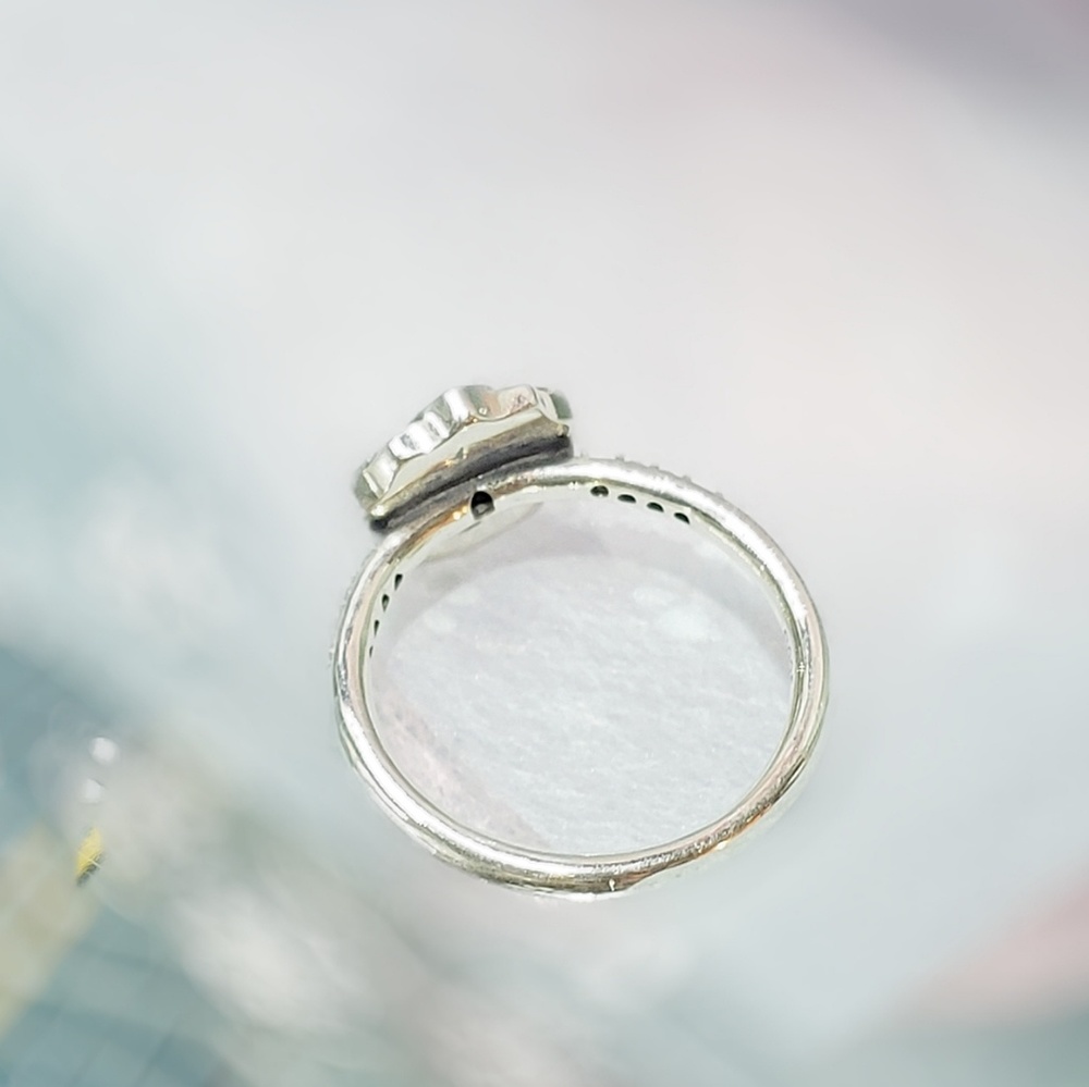 STERLING SILVER PINK ENAMEL MAGNOLIA FLOWER RING - Picture 6 of 8